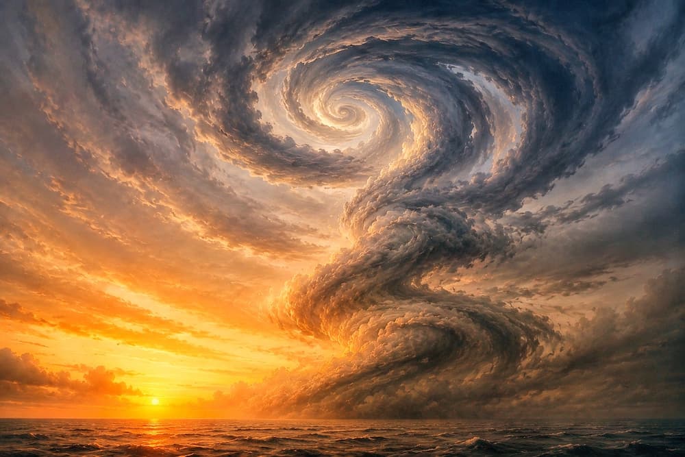 Bild på en spiralformad storm som ska symbolisera oro och ångest. Katinka Samtalsterapeut I Parterapeut.